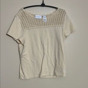 Knit Trim Cream Top
